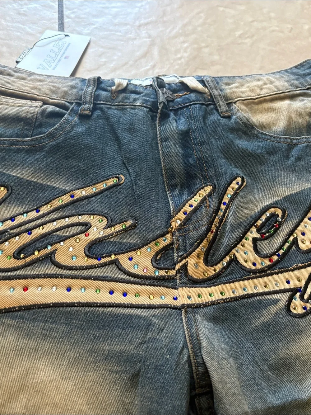 VALE FOREVER COLORED RHINESTONE JEANS SHORTS 🔥